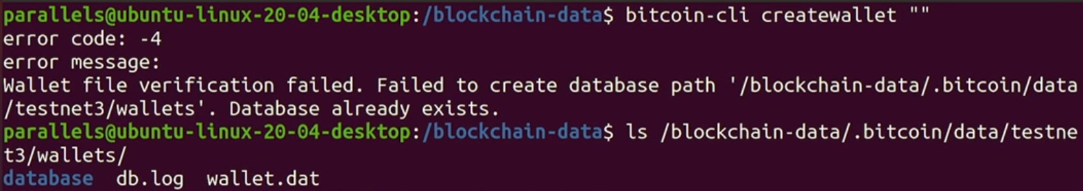 Creación de billetera con bitcoin-cli