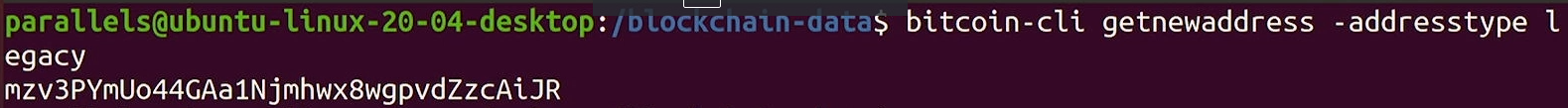 Creación de dirección con bitcoin-cli